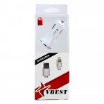Wholesale V8V9 Micro Heavy Duty 2 in 1 Dual Car Charger V2 (Car White)